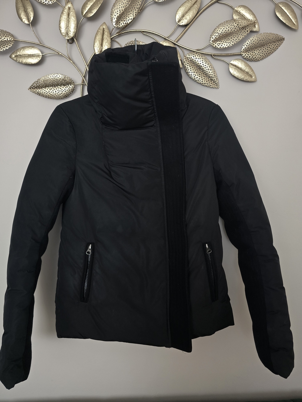 Mackage Black High-Neck Quilted Insulated Puffer Jacket Size XS